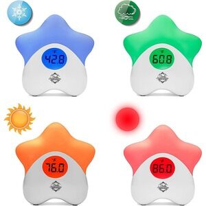 Temperature Regulated Night Light Star w/Thermometer Multicolor Display Silicone